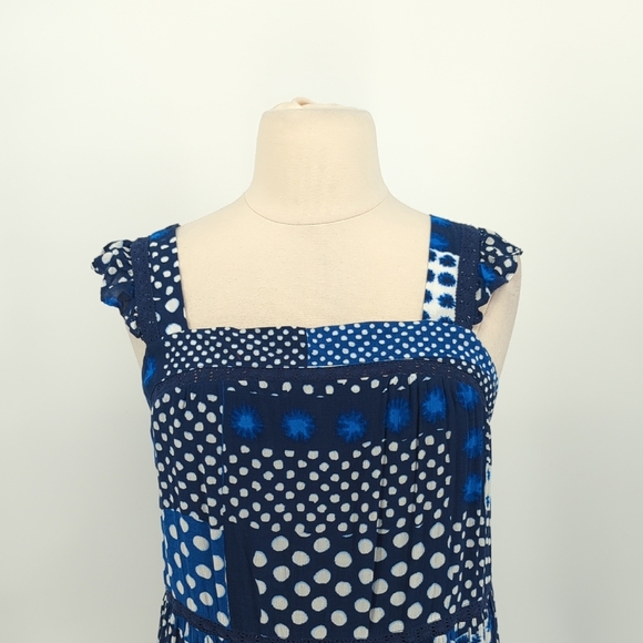 19954 NEW Lane Bryant Polka Dot Maxi Dress Blue White size 20 bohemian casual - Picture 3 of 11